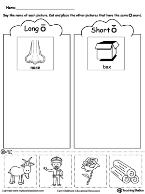 Short and Long Vowel O Picture Sorting