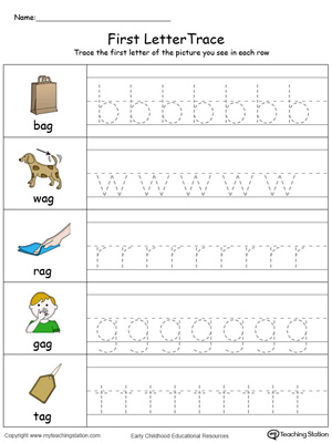 Lowercase Letter Tracing: AG Words in Color