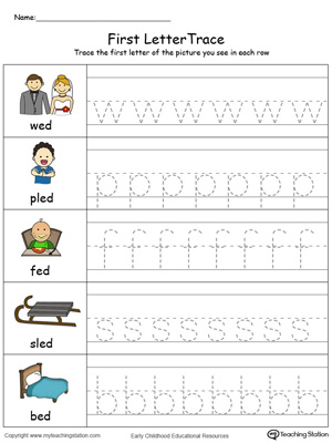 Lowercase Letter Tracing: ED Words in Color