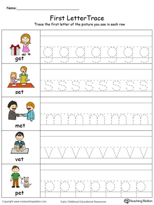 Lowercase Letter Tracing: ET Words in Color