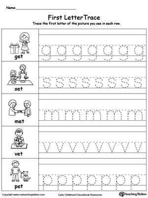 Lowercase Letter Tracing: ET Words