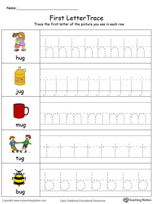 Lowercase Letter Tracing: UG Words in Color