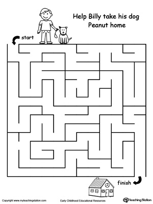 Boost fine motor skills and develop their concept of direction with this printable pet walk maze.
