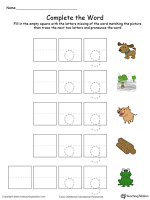 Complete the beginning sound of words in this OG Word Family printable worksheet in color.