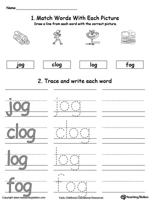 Identify, trace and write words in this OG Word Family printable worksheet.