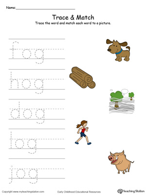 Match word with pictures in this OG Word Family printable worksheet in color.