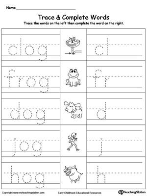 Trace then write the words themselves in this OG Word Family Trace and Write printable worksheet.