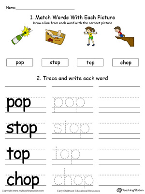 OP Word Family Connect, Trace and Write in Color
