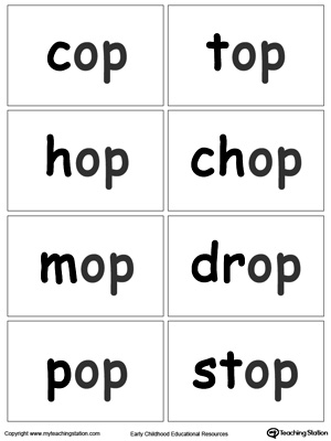 OP Word Family flashcards for kindergarten.