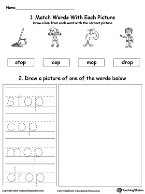 OP Word Family Phonics and Writing Practice