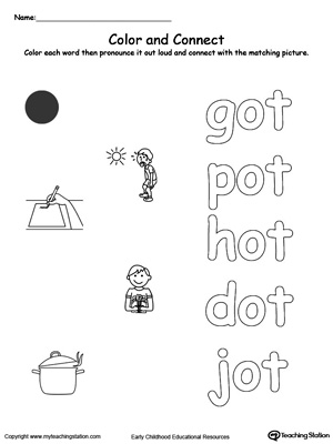 Practice coloring and fine motor skills in this OT Word Family printable worksheet.