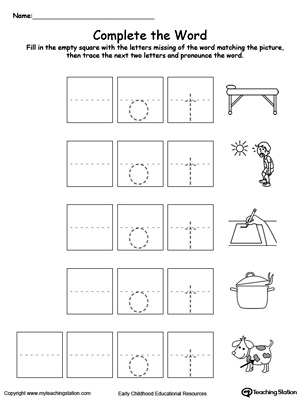 Complete the beginning sound of words in this OT Word Family printable worksheet.