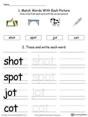 OT Word Family Connect, Trace and Write in Color