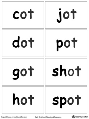 OT Word Family flashcards for kindergarten.