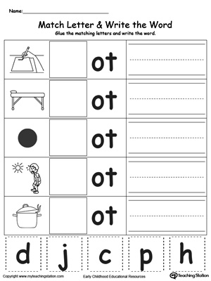 OT Word Family Match Letter and Write the Word