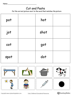 Learn word definition and spelling with this OT Word Family Match Picture with Word in Color worksheet.