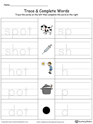 OT Word Family Trace and Write in Color