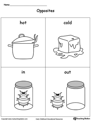 Opposites Flashcards: Hot Cold In Out