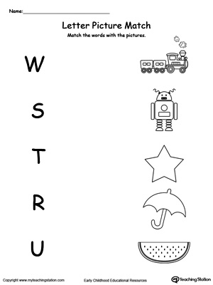 Uppercase Beginning Letter Sound: W S T R U