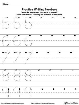 Preschool and kindergarten numbers worksheets. Learn how to count and write numbers 5-9 with these printable worksheet.