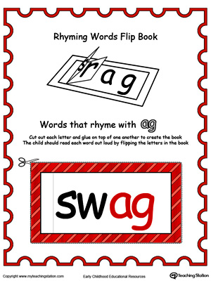 Use this Printable Rhyming Words Flip Book AG in Color to teach your child to see the relationship between similar words.