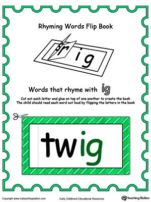 Use this Printable Rhyming Words Flip Book IG in Color to teach your child to see the relationship between similar words.