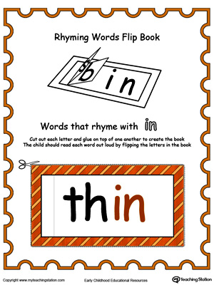 Printable Rhyming Words Flip Book IN in Color