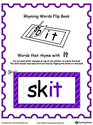 Use this Printable Rhyming Words Flip Book IT in Color to teach your child to see the relationship between similar words.