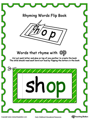 Use this Printable Rhyming Words Flip Book OP in Color to teach your child to see the relationship between similar words.