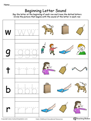Trace and Match Beginning Letter Sound: AG Words in Color