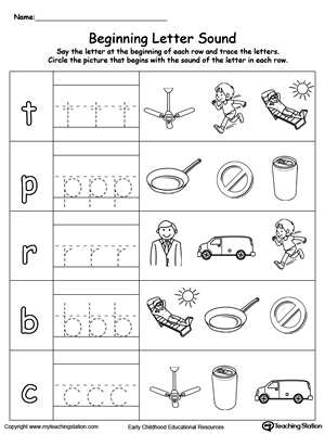 Trace and match the sounds and letters at the beginning of words with this Trace and Match AN Word Family worksheet.