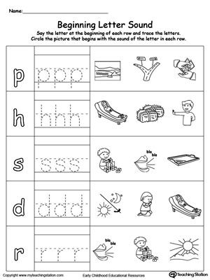 Trace and match the sounds and letters at the beginning of words with this Trace and Match AY Word Family worksheet.