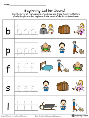 Trace and Match Beginning Letter Sound: ED Words in Color