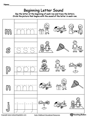 Trace and Match Beginning Letter Sound: ET Words