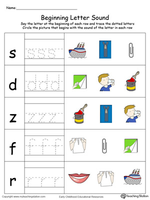 Trace and Match Beginning Letter Sound: IP Words in Color