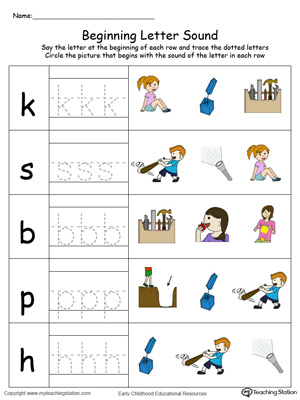 Match the beginning letter sounds and trace the words with this Trace and Match IT Word Family in Color worksheet.