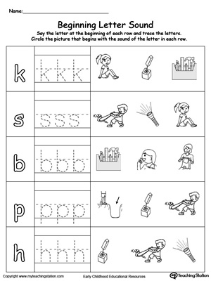 Trace and match the sounds and letters at the beginning of words with this Trace and Match IT Word Family worksheet.