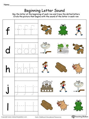 Trace and Match Beginning Letter Sound: OG Words in Color