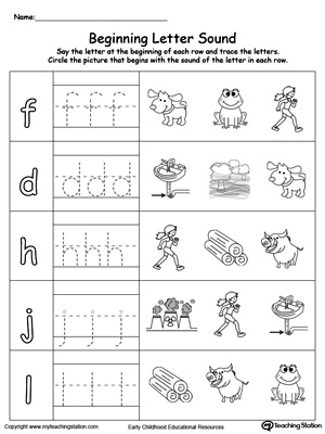 Trace and Match Beginning Letter Sound: OG Words