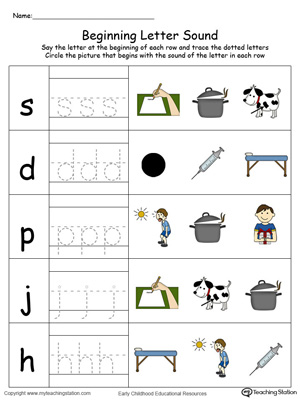 Trace and Match Beginning Letter Sound: OT Words in Color