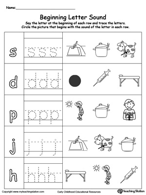 Trace and Match Beginning Letter Sound: OT Words