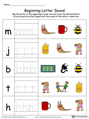 Trace and Match Beginning Letter Sound: UG Words in Color