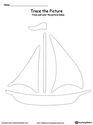 Practice fine motor skills with this boat picture tracing printable worksheet.