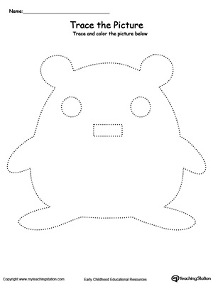 Practice fine motor skills with this hamster picture tracing printable worksheet.