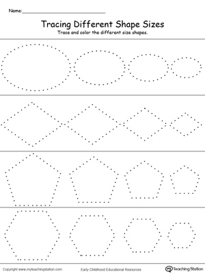 Tracing Different Shape Sizes: Oval, Diamond, Pentagon and Hexagon