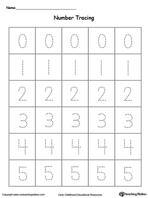 tracing numbers 0 through 5 myteachingstationcom