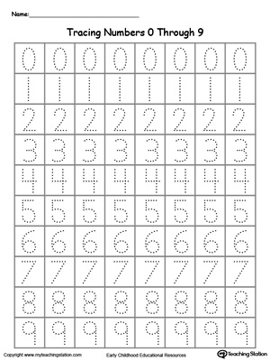 Tracing Numbers 0 Through 9