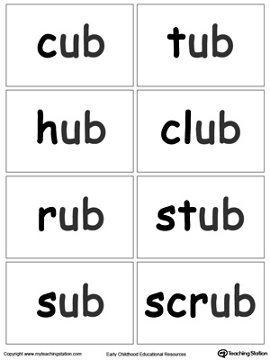 UB Word Family Flash Cards