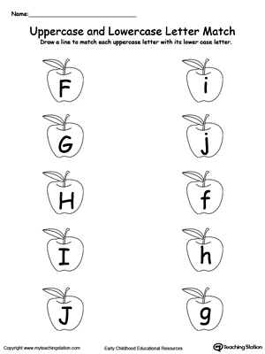 Matching Uppercase and Lowercase Letters F Through J