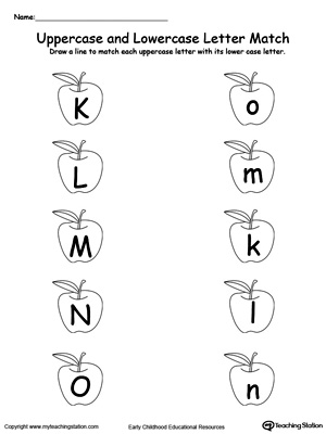 Matching Uppercase and Lowercase Letters K Through O